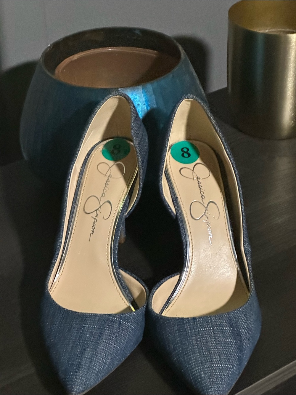 Jessica Simpson Denim Blue Pointed Toe Pumps - Picture 2 of 3